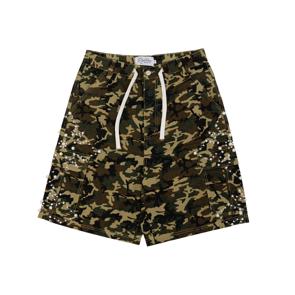 We Are Righteous Camo Pearl Cargo Shorts (Brown)