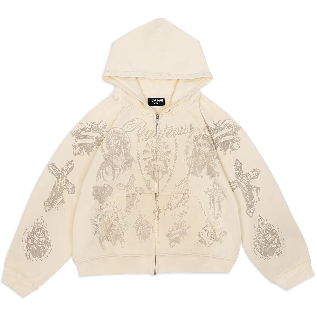 “Tatted Believer” Zip Up (Cream)