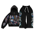 “Risen King” Cropped Zip Tracksuit (Black)