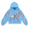“Risen King” Cropped Zip Tracksuit (Blue)