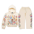 Risen King” Cropped Zip Tracksuit (Cream)