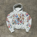 We Are Righteous The “Risen King” Cropped Zip Up Hoodie White